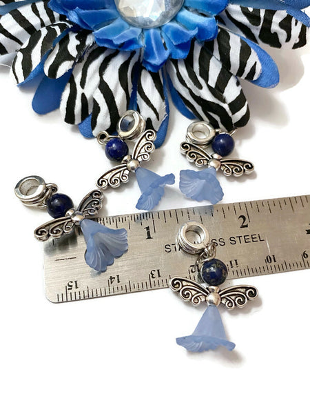 5 Pc Blue Stone Bead Angel Charms - Alopecia Colon Cancer Crohn's Disease Arthritis Colorectal Cancer Hope Survivor Support Pendants Angels